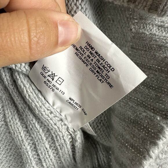 Woolrich Women's Cozy Ribbed Cable Knit Sweater M Grey Light Blue Wool Cashmere - Picture 11 of 16